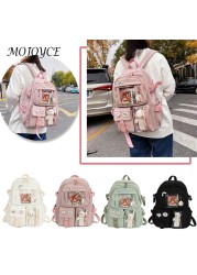 Solid Color Backpack Nylon Large Capacity Bag Girls Casual Leisure Bag Daily Travel Shopping Bag