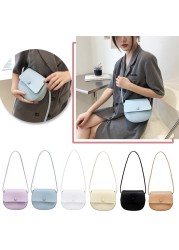 Solid Fashion PU Leather Women Saddle Flap Bag Small Shoulder Crossbody Bags For Women Fashionable Decoration