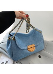 MBTI Canvas Shoulder Bag Casual Woman Blue Daily Shopping Bags 2022 Fashion Bolso Mujer New Arrival Hasp Female Bag