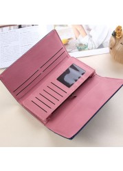 Women's PU Leather Long Clutch Matte Wallet Fashion Lady Multi-pocket Phone Card Holder Wallet Female Casual Solid Handbag Wallet