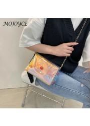 Women's laser crossbody bag PVC transparent waterproof messenger clutch tote bag for women girl outdoor shopping