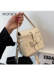 Women Woven Leather Shoulder Crossbody Bags Small Solid Bags Female Clutch for Ladies Outdoor Shopping Business