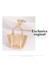 1pc Cute Leopard Grain Keychain Bag Small Pendant Aluminum Alloy Keychain With Bag Modeling Handbag Purse Ornaments Decoration