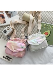 MBTI Candy Color Female Shoulder Bag Fashion 2022 Laser Crossbody Messenger Bag Japanese Kawaii Students Lace Butterfly Bags