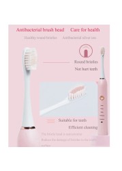 Rechargeable Electric Toothbrush Black White Sonic Oral Hygiene Toothbrush IPX7 Waterproof With Brush Head Replacement Gift