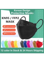 FFP2 Mascarillas إسبانيا 10-100 قطعة FPP2 قناع السمك KN 95 4 طبقات الأسماك FP2 أقنعة الوجه الملونة ffp2fan الكورية KN95 قناع الكبار