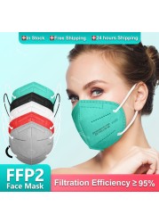 10-200 قطعة قناع أسود ffp2 الجهاز التنفسي kn95 mascarilla fpp2 المثلية 5 طبقات masque noir يمكن إعادة استخدامه fpp2 المعتمدة قناع ffp 2