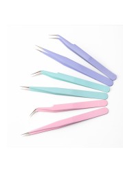 Colorful Anti-static Tweezers For Eyelash Extension Eyebrow Stainless Steel Beauty Set Precision Tweezers Beauty Kit Repair Tools