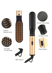 Professional Hair Comb Brush Beard Straightener Multifunctional Straightening Brush Hair Curler Fast Heating Styling Tools