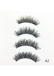 4pcs Natural False Eyelashes 3D Magnetic Eyelashes Reusable Mink Eyelashes Eyeliner Double Magnet Full Strip Magnetic Soft Lashes