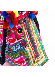 Bohemian double sided embroidery women handbags casual canvas women shoulder bag brand vintage large style handbags