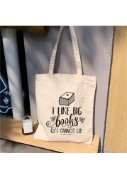 Love Big Books - Natural Canvas Tote Bag, Student Logo, Fashion Gift, Street Style Handbag, Shoulder Bag, Large Capacity