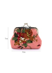 Fashion Vintage Floral Buckle Women Wallet Elegant Lady Retro Clutch Hasp Mini Cotton Bag Coin Purse Headphone Bag Coin Bag