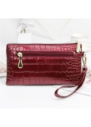 Patent Leather Women Wallets Flo Long Ladies Double Zipper Wallet Clutch Bag Design Red Purse Crocodile Wallet