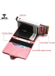 Women Counter Rfid id Credit Card Holder Case Wallet Crocodile Business Bank Card Holder Bag Pink Creditcard Visit Card Holder Trolley