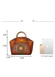 luxury women bag chinese style genuine leather handbags female shoulder messenger bag cowhide handmade ladies handbag