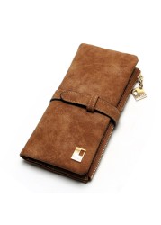 Women's Wallet Wallet Men Fashion Vintage Frosted Leather Two Fold Drawstring Long Wallet Multi Card Women's Wallet