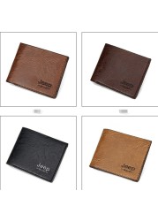 Men Wallet Solid Color Retro Wallet OL Short Clutch Bag PU Leather Business Card Holder Coin Purse Money Clip With Letter Pocket