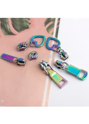 10-50-100pcs 11 types 5# iridescent rainbow metal nylon head teeth zipper puller slider for clothes purse bag accessories