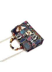 Retro Snakeskin Prints Crossbody Bag for Women 2021New Fashion Serpentine Scarf Chain Shoulder Bag Top Handle Small Square Box