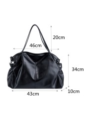 Black Large Shoulder Bags for Women Large Hobo Shopper Bag Solid Color Soft Quality Leather Crossbody Handbag Lady Travel Shopping Bag Bag