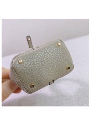 Famous designer 100% genuine leather hanger keychain color pendant decoration lady bag charm accessories trinket gifts basket bag