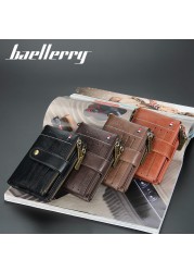 Retro Genuine Leather Men Wallet Fashion Zipper Soft PU Passport Passport Cover Coin Purse Credit Card Holder Short Slim Wallet for Men