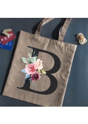 BLESS Women Shopping Bag Anime Letter Chain Handbag Folding Reusable Canvas Shopper Harajuku Pattern Bag Burlap Canvas Tote Bag