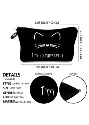 Cute Cat Print Cosmetic Bag Women Travel Waterproof Toiletry Storage Handbag Female Makeup Holder Organizer