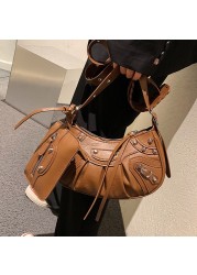 Fashion Brand Women's Bag Luxury Designer Handbags For Women Rivet Soft Vintage PU Leather Female Crossbody Shoulder Woman Bags