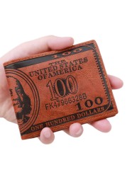 Men Wallet US Dollar Bill Style Foldable PU Leather Wallet Black Brown Wallet Men Short Card Holder Student Small Wallet
