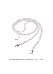 100/120cm Pearl Bag Strap Handbag Handles DIY Purse Replacement Long Beaded Chain For Shoulder Bag Straps Pearl Webbing