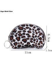 2pcs Mini Wallet Peach Heart Zip Wallet Women Clutch Bag Coin Purse Wallet Leopard Leopard Random