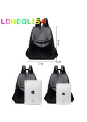 Women Quality Leather Backpack For Girls Bag Doss Casual Daypack Black Backpack Vintage School Bags For Girls Mochila Backpack