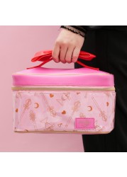 Japanese sailor moon make up bag leather cosmetic storage bag cute cartoon large capacity cosmetic bag