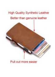 Carbon Fiber Rfid Credit Card Holder Men Leather Wallets Business Credit Bank Card Holder Case Tarjetero Hombre id Badge Holder