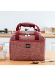 New Portable Lunch Bag Thermal Insulated Lunch Box Tote Handbag Cooler Bento Pouch Dinner Container School Food Storage Bags