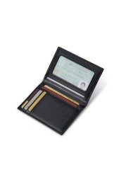 Mens Wallet Genuine Leather New Driver's License Case Card Holder Men's Small Leather Vertical Cowhide Slim Wallet Purse