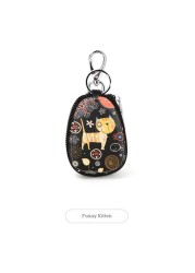 Cartoon Key Bag Women Girl Students PU Leather Key Case Car Key Chain Cover Fashion Lovely Zipper Holder