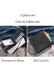 New men's wallet 2pcs quality short male purses denim men's business wallet card holder man purse coin bag zipper gift for men