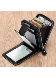 2022 Smart Wallet Men Wallets RFID Card Holder 100% Vintage Leather Card Wallet Coin Pocket Money Bag tarjetero hombre