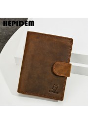 HEPIDEM RFID High Quality Crazy Horse Genuine Leather Slim Wallet 2020 New Front Pocket Money Dollar Bill Wallet for Men 8129