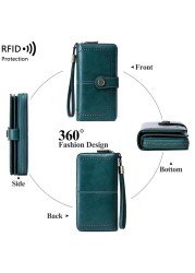 High Quality Women Wallet RFID Anti-theft Leather Wallets For Woman Long Zipper Large Ladies Clutch Bag Female Purse Card Holder