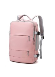 Pink Women Travel Bag Water Repellent Anti-theft Stylish Casual Daypack With Luggage Strap And USB Charging Port Backpack