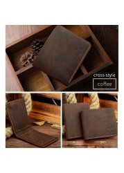 COWATHER Crazy Horse Leather Men Wallets Vintage Genuine Leather Wallet for Men Cowboy Top Leather Thin to Put Free Shipping