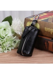 Men's PU Leather Key Wallet Unisex Zipper Wallet Car Key Holder Clip Home Nanny Holder