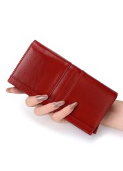 Genuine Leather Women Wallet Lady Clutch Wallets Female Coin Purse Portomonee Clasp Phone Bag Passport Card Holder for Women