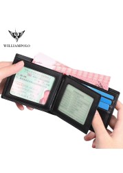 WilliamPOLO Men's Card Holder Genuine Leather Bifold, WilliamPOLO Men's Card Holder Genuine Leather Bifold