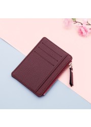 Small Ultra-thin Zipper Card Holder Solid Color Wallet Coin Purse Simplicity Credit Card Organizer Mini Wallet ID Card Holders