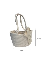 Elegant Ladies Straw Woven Handbag Women Vacation Beach Casual Tote Handbags Shoulder Bags Retro Summer Basket Clutch Tote